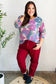 Beautiful You Magenta Floral Vintage Two Tone Knit Top