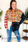 Catch Glances Muticolor Plaid Color Block Snap Button Shacket