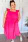 Lots To Love Fuchsia Smocked Flutter Sleeve Tiered Midi Dress