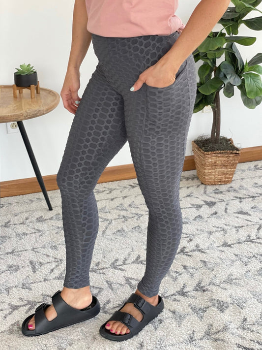 Take It Easy Tik-Tok Pocket Leggings in Grey