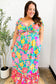 Vacay Vibes Blue Floral Print Sweetheart Twisted Neckline Maxi Dress