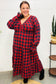 All I Want Red Plaid Elastic V Neck Tiered Maxi Dress