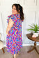 Feel Your Best Purple Abstract Print Smocked Ruffle Sleeve Maxi Dress