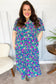 Eyes On You Navy Neon Floral Smocked Waist Maxi Dress