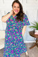 Eyes On You Navy Neon Floral Smocked Waist Maxi Dress