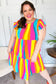 Eyes On You Multicolor Abstract Print Smocked Ruffle Sleeve Dress