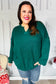 Lock Eyes Hunter Green Notched Neck With Patch Oversized Sweater