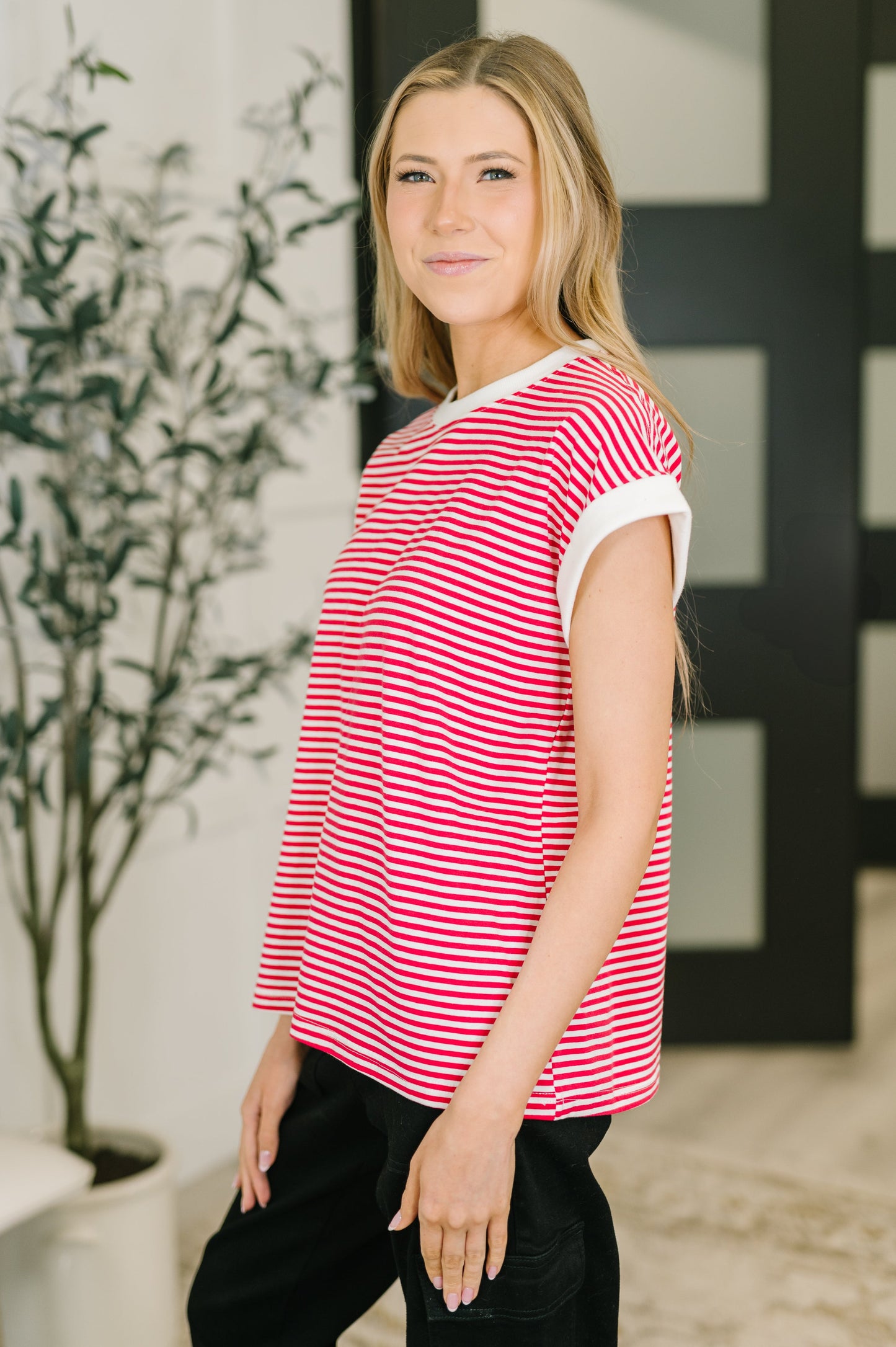 I Wouldn't Mind Short Sleeve Top in Ruby