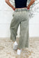 In or Out Wide Leg Cropped Pants Lt Olive