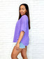 Just a Casual Girly V-Neck Basic Tee in Tropical Violet