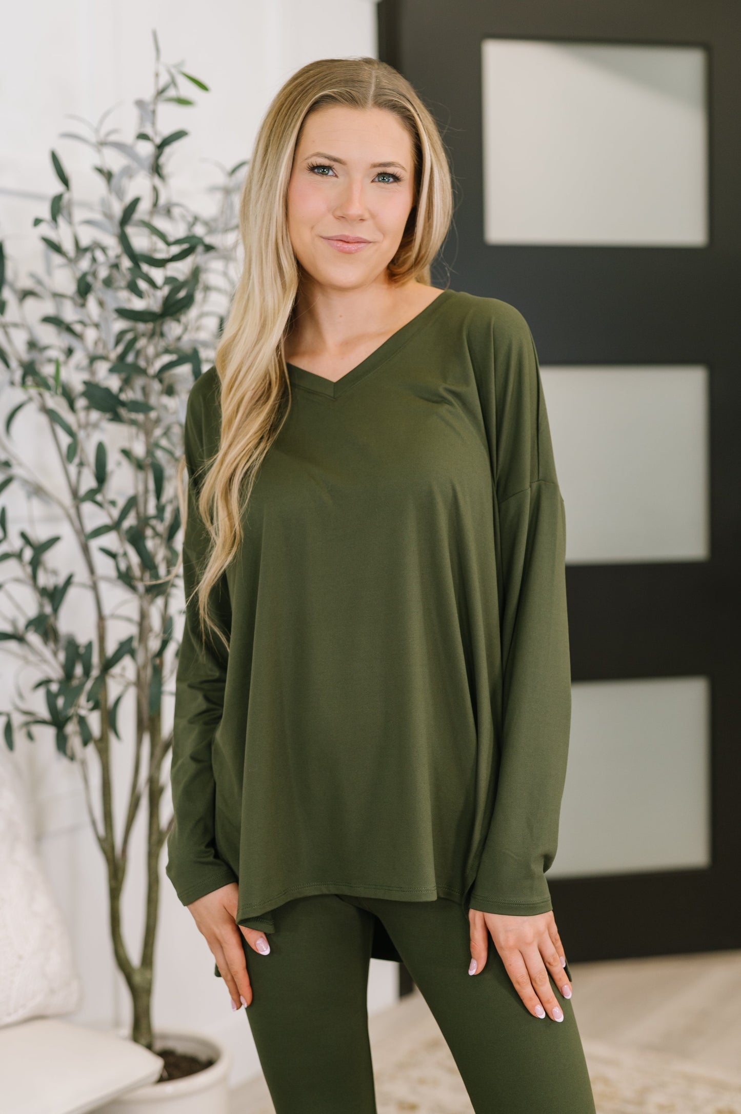 Next to Nothing Top and Bottom Set in Dark Olive