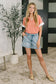 One Piece at a Time V-Neck Short Sleeve Top in Coral