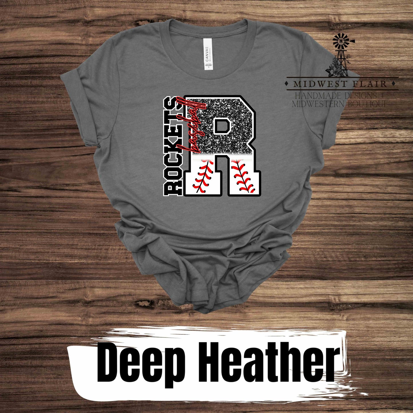 Rockets Baseball- FAUX glitter- Unisex Jersey Short Sleeve Tee