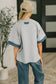 Star Stud Distressed Applique Top