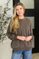 Talk Cozy to Me Stepped Hem Pullover in Brown