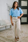 Together We're Unlimited Basic V-Neck Tee in Ocean Blue