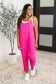 Totally Me Spaghetti Strap Jumpsuit in Hot Pink