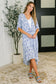 Tropical Print Gauze Kimono with Elastic Waist Tie in Periwinkle