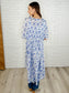 Tropical Print Gauze Kimono with Elastic Waist Tie in Periwinkle