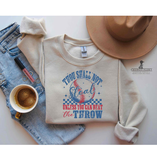 Baseball Sweatshirt- Thou Shall Not Steal Adult Unisex Heavy Blend™ Crewneck Sweatshirt