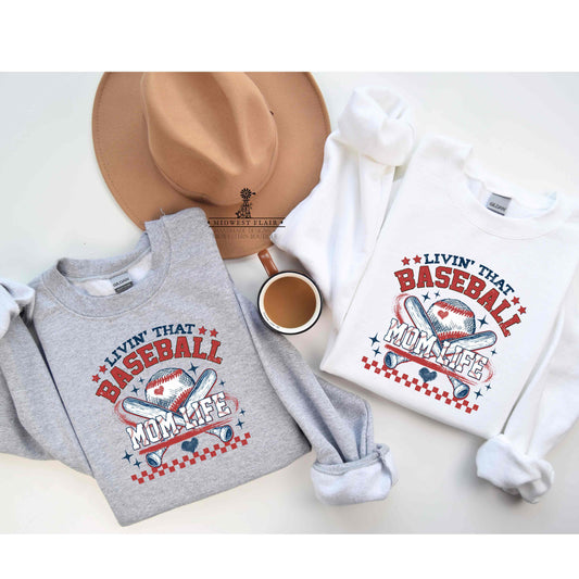 Baseball Mom Life Crewneck Sweatshirt