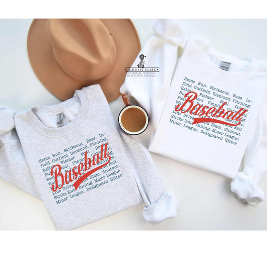 Baseball Words- Adult Unisex Heavy Blendâ„¢ Crewneck Sweatshirt