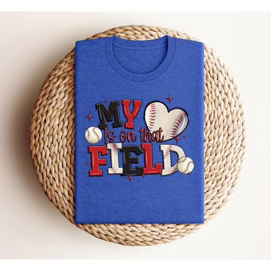 Baseball My Heart Is on That Field- Adult Unisex Jersey Short Sleeve Tee
