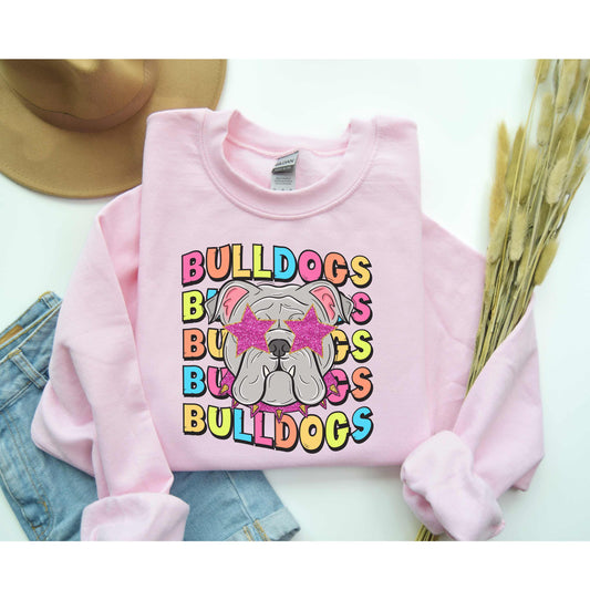 Retro Bulldogs- Unisex Heavy Blend™ Crewneck Sweatshirt