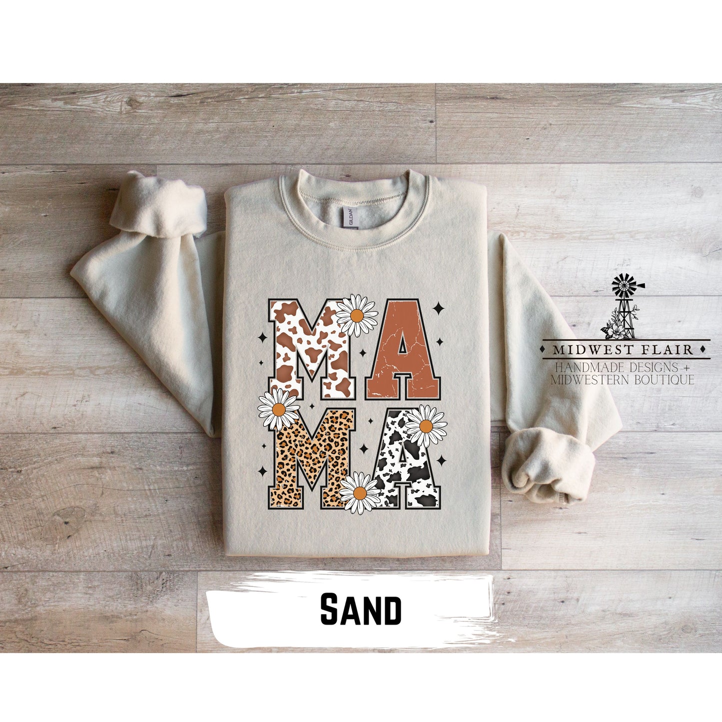 Cow Print Mama - Unisex Heavy Blend™ Crewneck Sweatshirt
