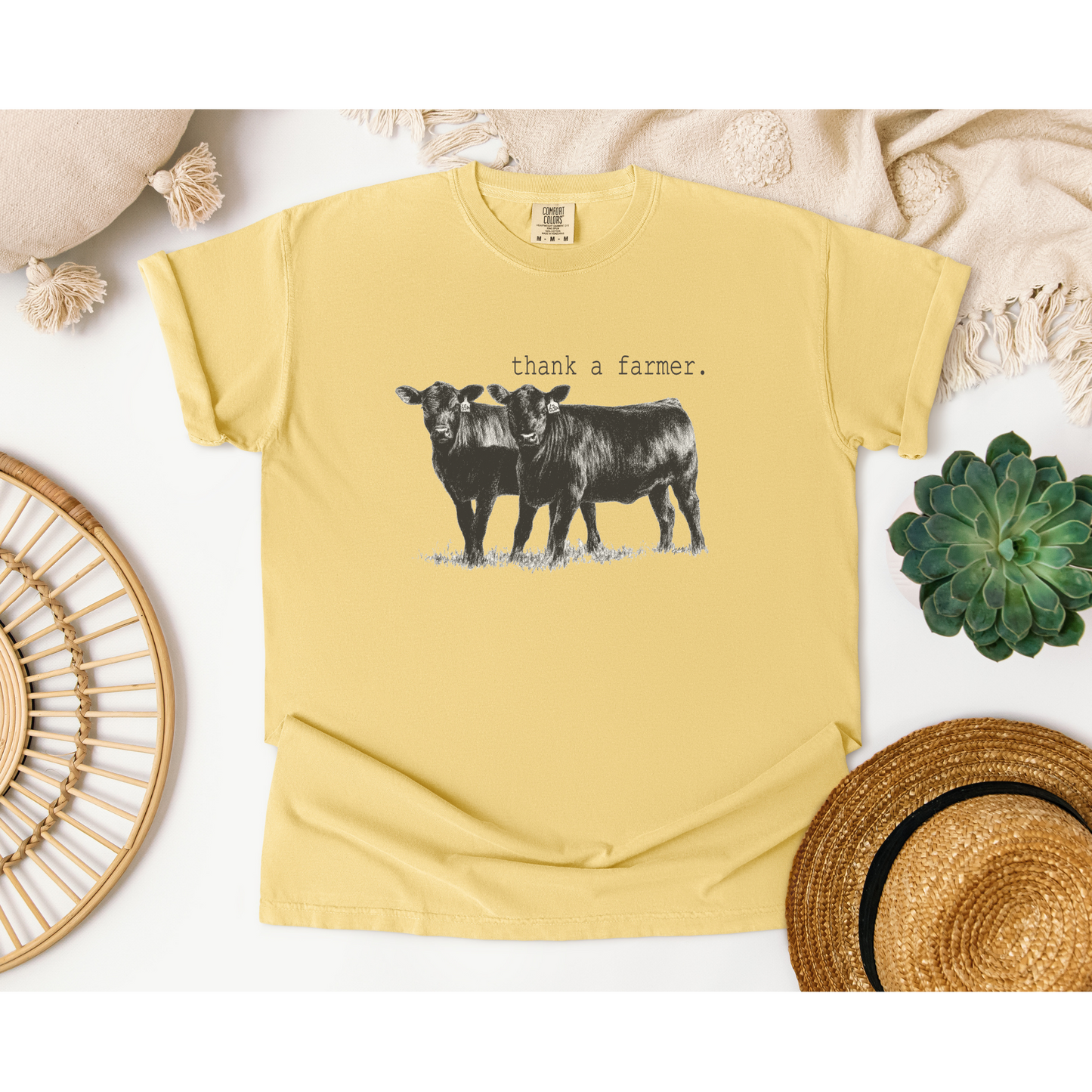 Thank a Farmer Shirt – Cow Graphic Tee – Comfort Colors Farm Shirt – Country Life Tee – Support Farmers Shirt