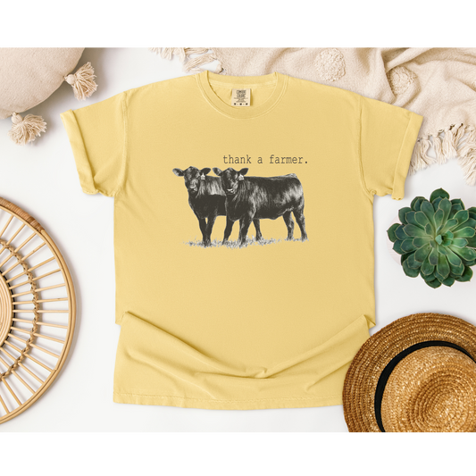 Thank a Farmer Shirt – Cow Graphic Tee – Comfort Colors Farm Shirt – Country Life Tee – Support Farmers Shirt