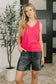 Whisper Trim Detailed V-Neck Tank in Hot Pink