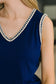 Whisper Trim Detailed V-Neck Tank in Navy