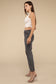 Acid Washed High Waist Distressed Straight Pants