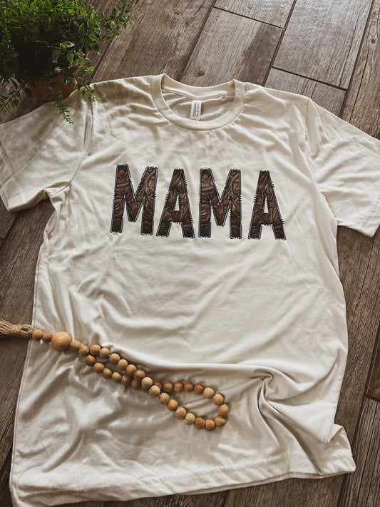 Mama Faux Tooled Leather - T -Shirt