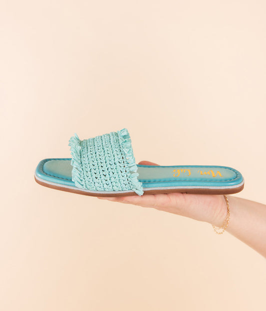 Juana Woven Sandals in Aqua Blue