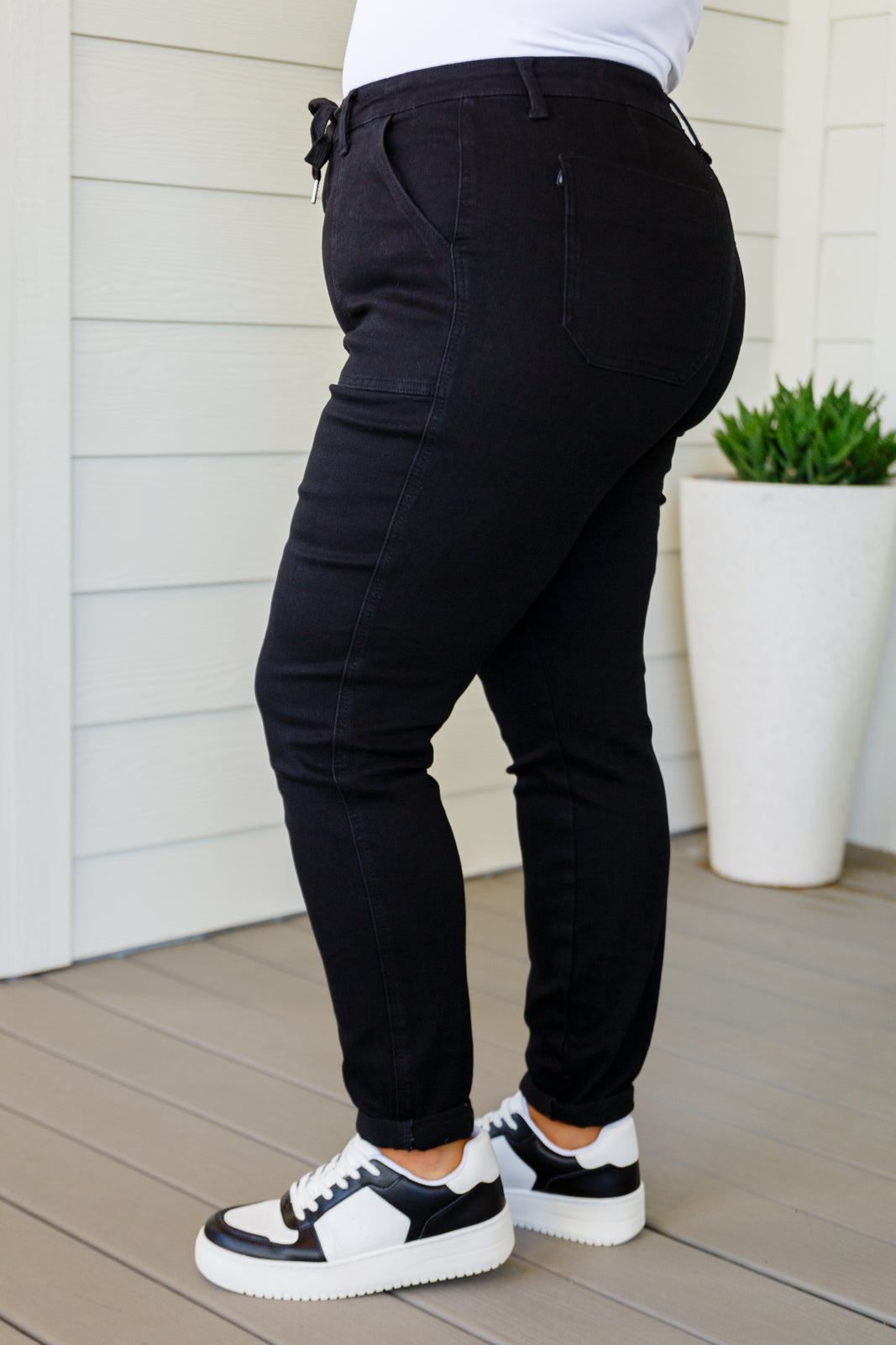 Carmen Double Cuff Joggers in Black