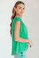 Ruched Cap Sleeve Top in Emerald