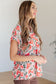 Lizzy Cap Sleeve Top in Coral and Beige Floral