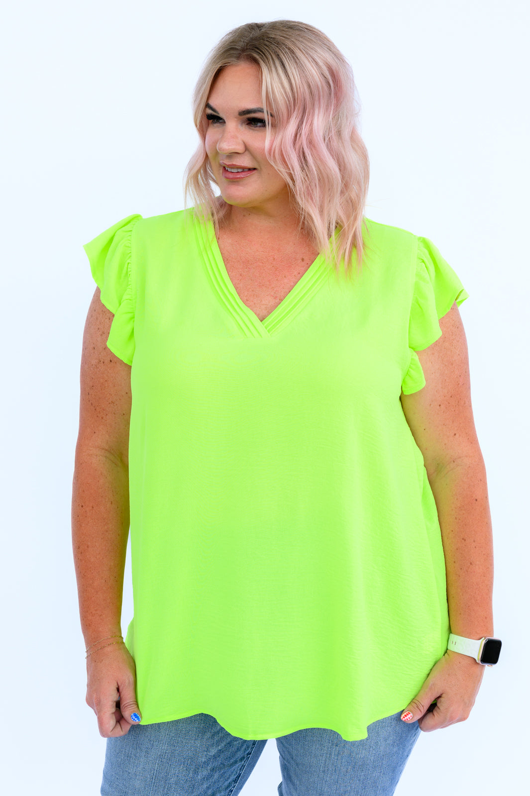 Under Neon Lights Ruffle Sleeve Top